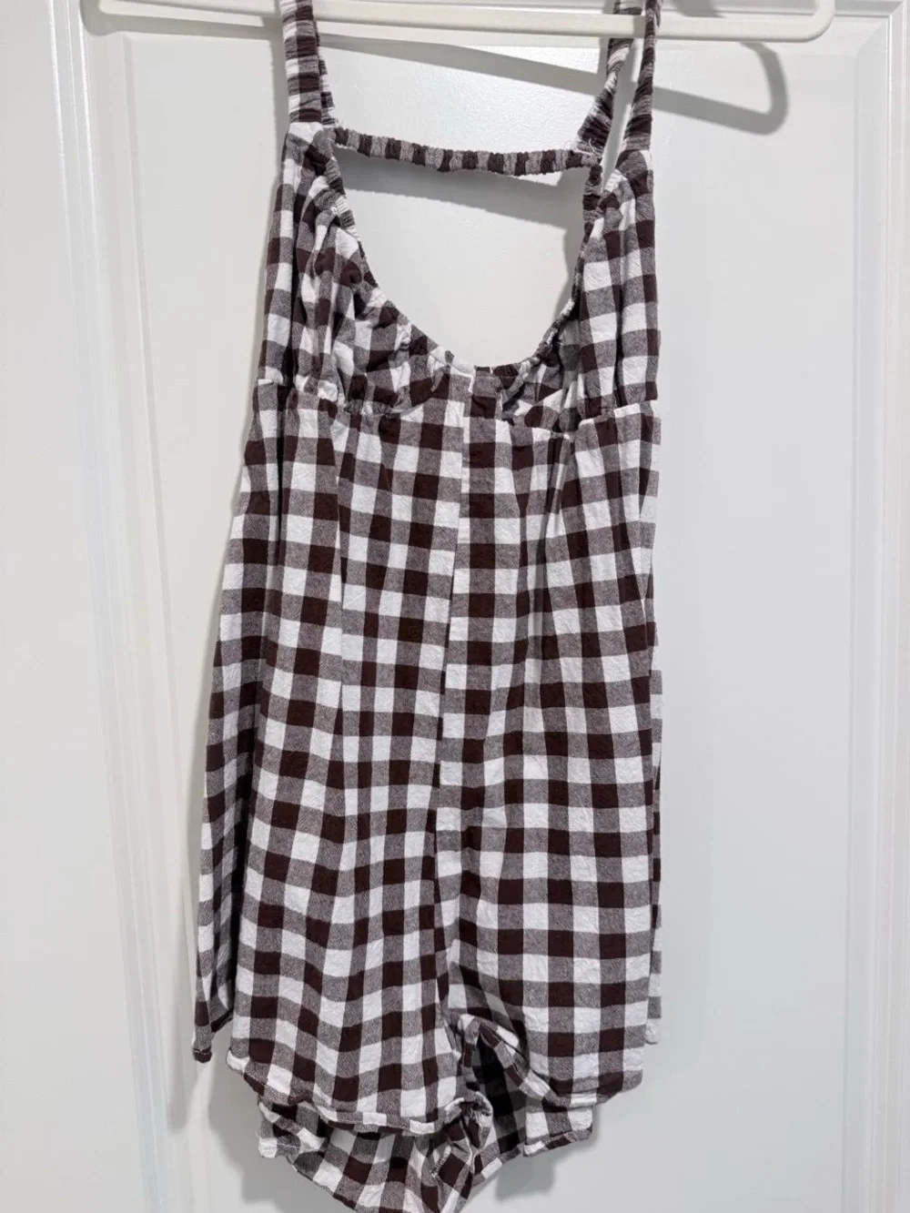 Princess Polly brown/maroon & White Gingham Romper